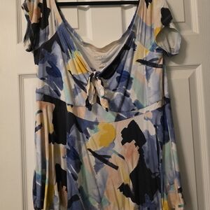 Torrid Multicolor Abstract Tie-Front Top